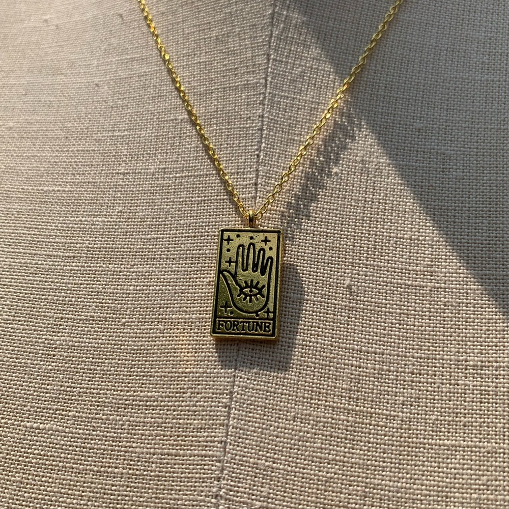 NWT Reversible Sterling Silver Plated Chain, Fortune Tarot Card Alloy Necklace - Picture 4 of 14